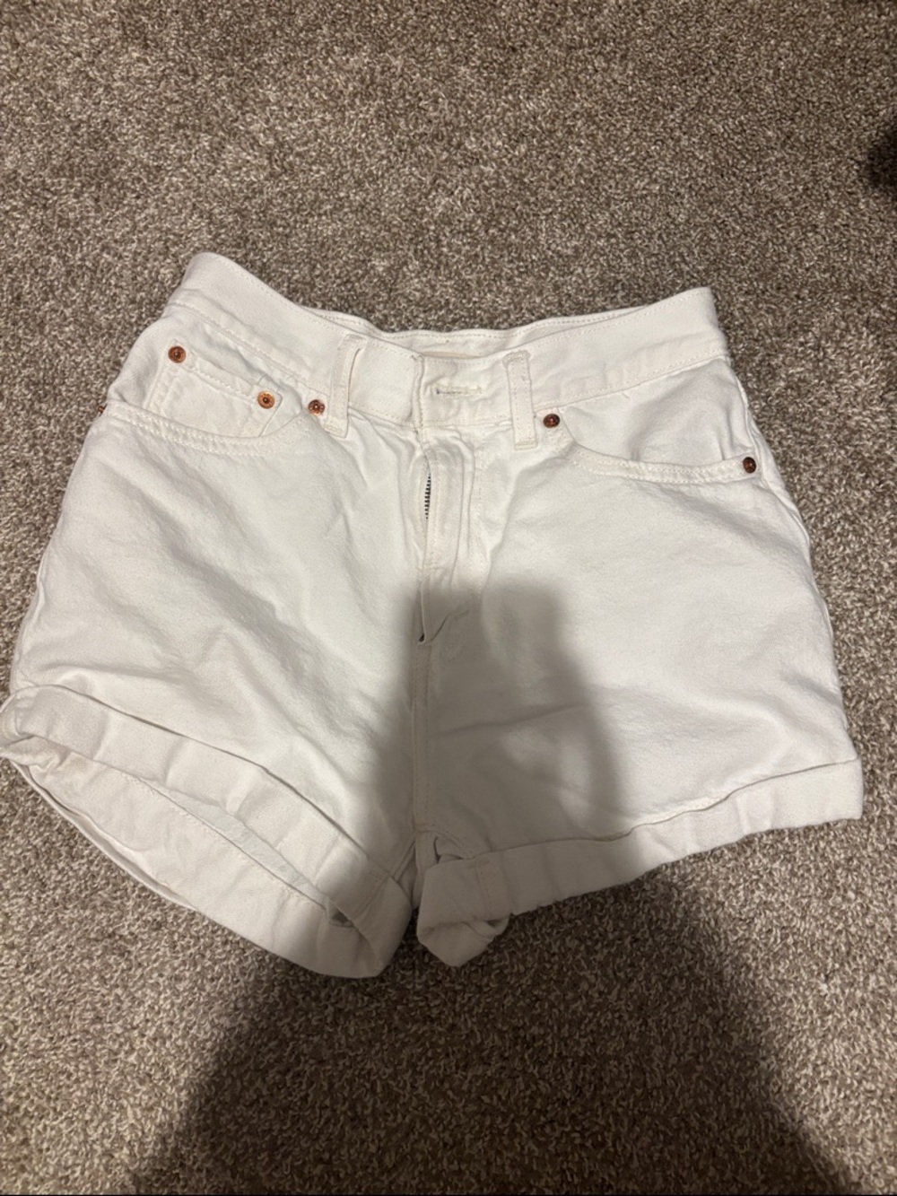 Levi's White Rolled-Hem Denim Shorts